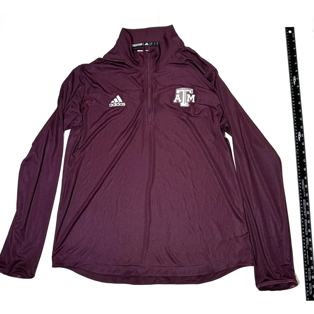 Texas A&M Aggies Adidas 1/4 Zip Long Sleeve Knit Shirt Men's Size Large